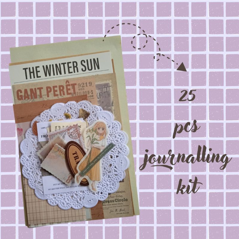 

[25 Pcs] Mini Journal kit Vintage aesthetic DIY Scrapbook kit Journaling set murah Bujo kit murah terlengkap
