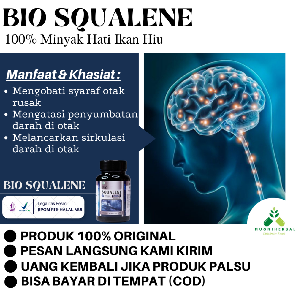 Bio Squalene - Obat Saraf Otak, Penyumbatan Darah di Otak, Radang Otak, Lemah Saraf Otak, Gangguan S