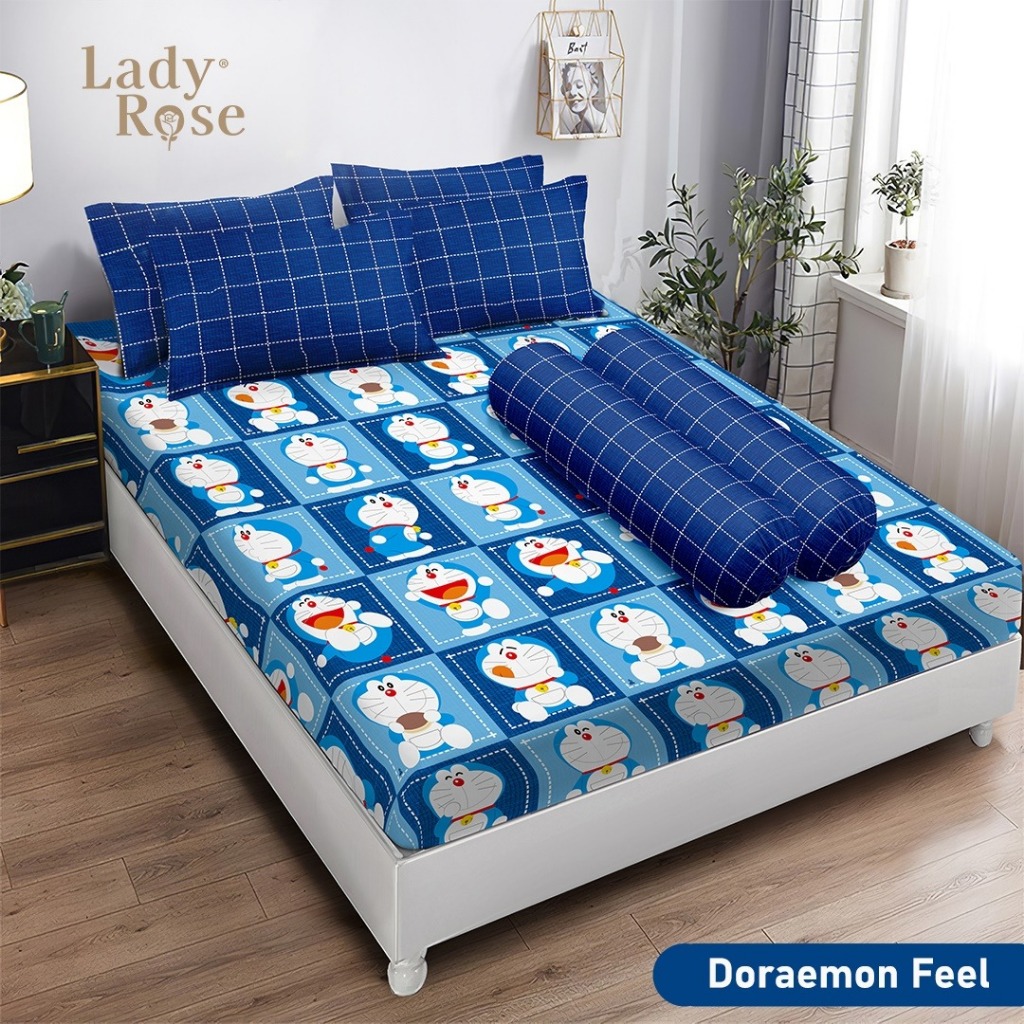 LADY ROSE Sprei 180X200 / 160X200 King Queen Size Tinggi 20 Cm - Motif Karakter Lucu Bola DORAEMON B