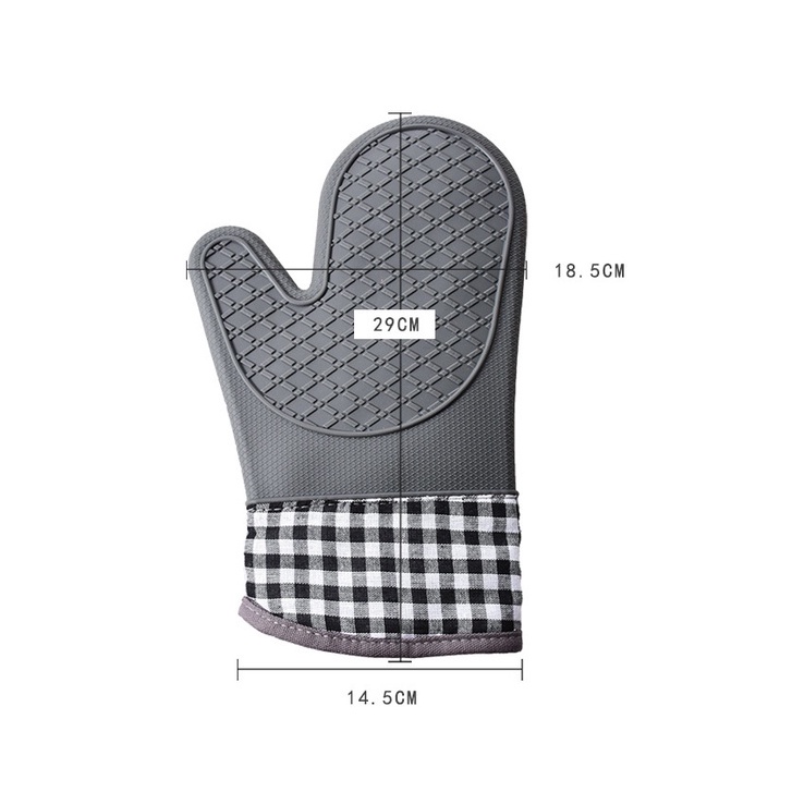 Sq Sarung Tangan Oven Tahan Panas Silikon Tebal Silicone Baking Mitt Grey