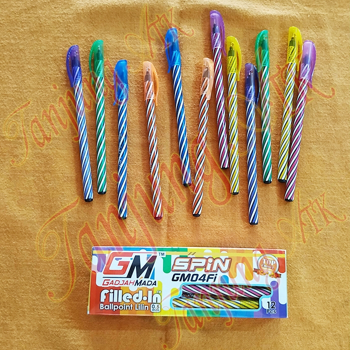

Pulpen Lilin / Ballpoint GM SPIN GM-04FI Hitam - 1 Lusin