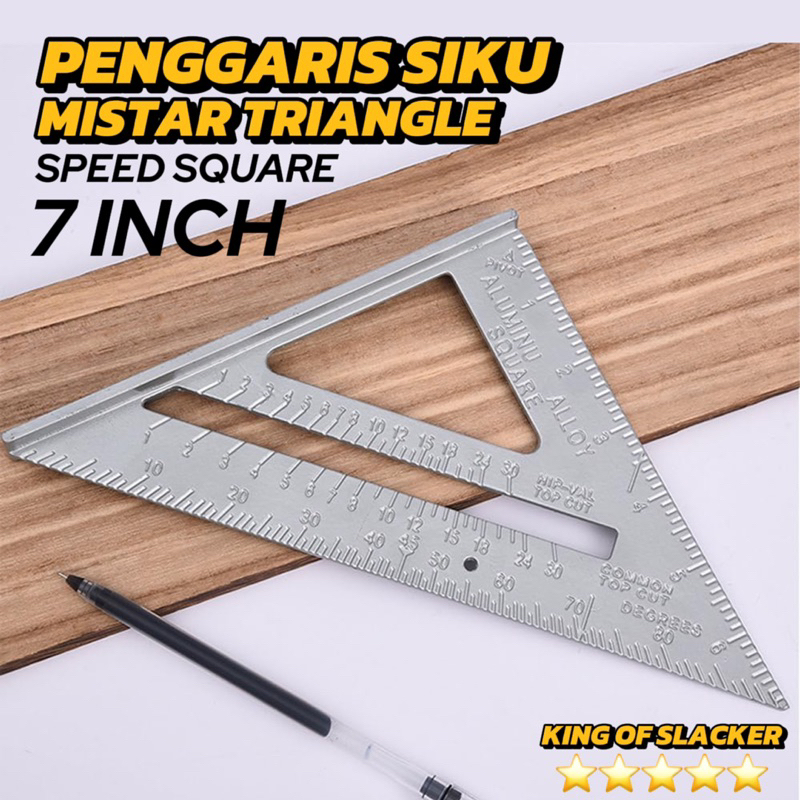 

Penggaris Siku Segitiga 7 Inch Mistar Triangle Aluminium Speed Square Ruler Tukang Kayu 7” Sudut Geser Siku Derajat Alat Ukur Woodworking