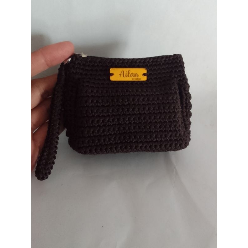 dompet gembul coklat tua/dompet koin/dompet rajut/dompet mini