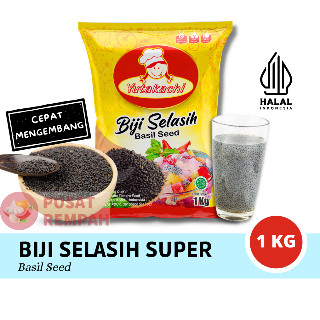 

Biji Selasih Super 1kg Yutakachi / Basil Seed / Bahan Minuman / Topping Minuman Segar / Pusat Rempah