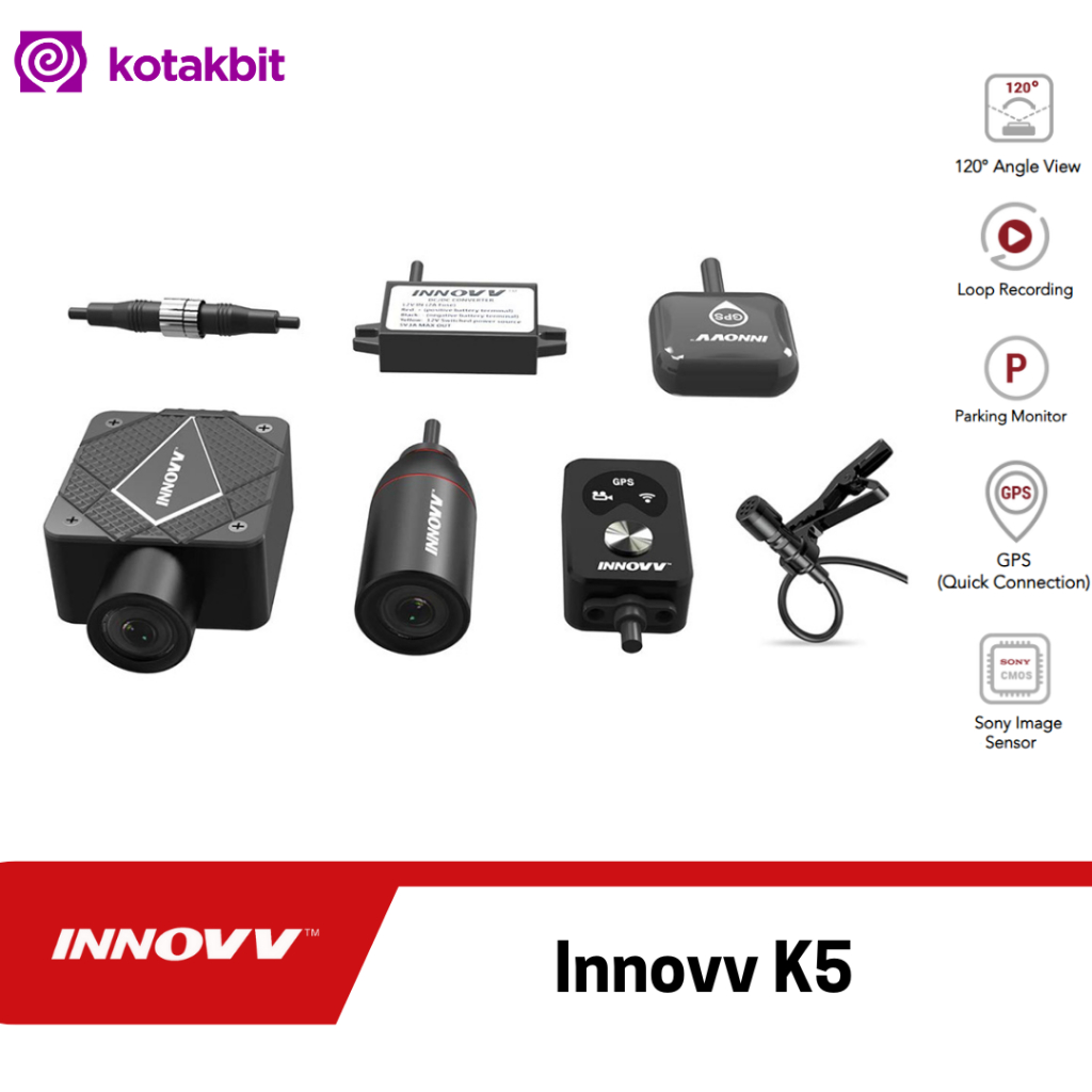 Innovv K5 MotoCam 4K UHD Dashcam DVR motor waterproof Depan & Belakang Setara Gopro