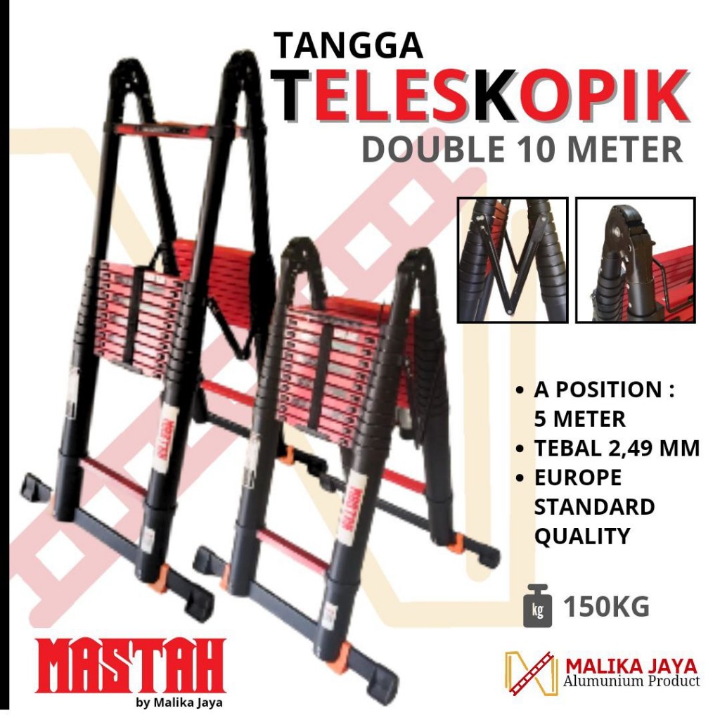 Tangga Teleskopik Double 10 Meter MASTAH