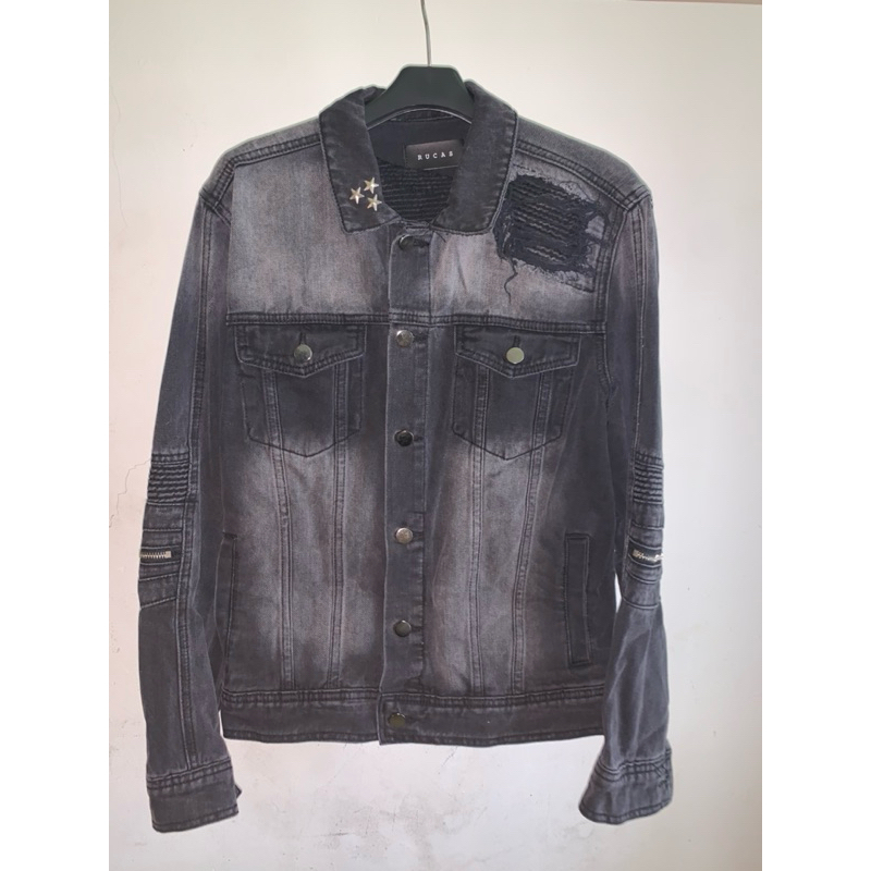 JADE BLACK BIKER DENIM JACKET RUCAS