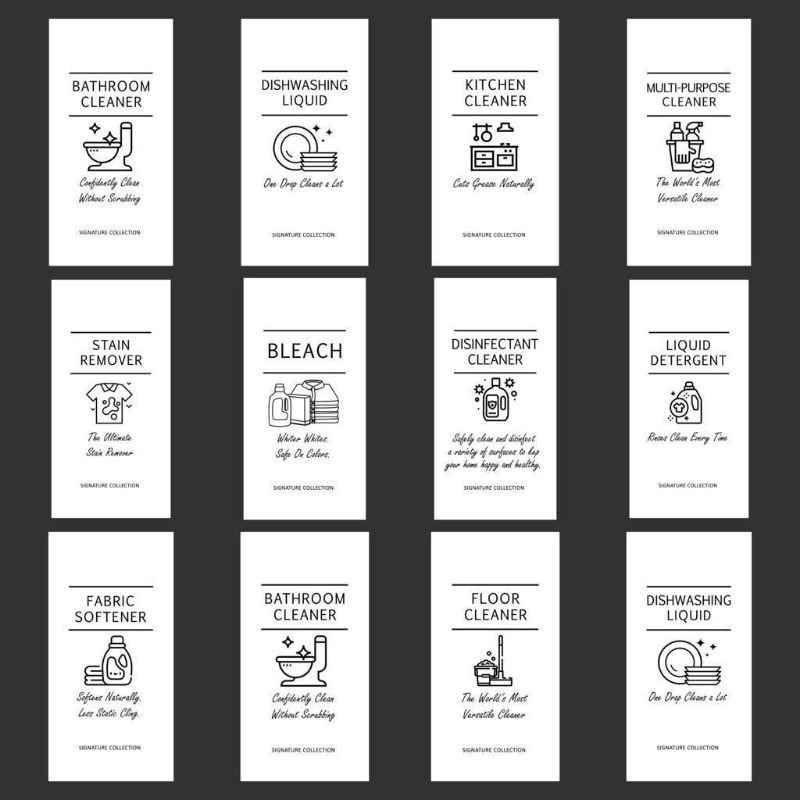 

6x12cm Sticker Vinyl Waterproof Home Care Laundry Sabun Cuci Piring Deterjen Pewangi Pembersih Lantai Pemutih