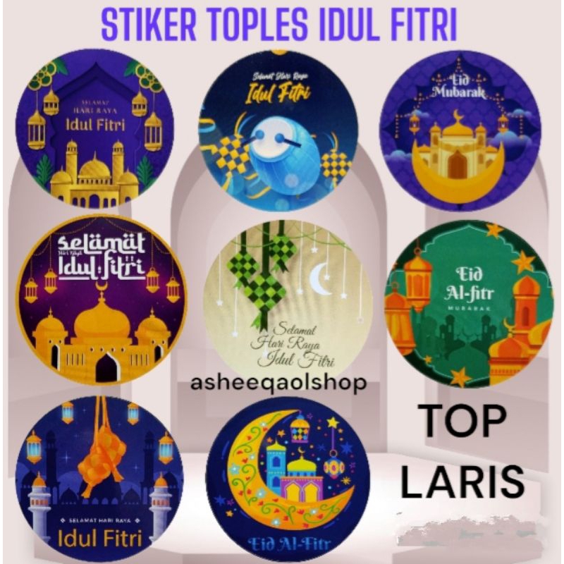 

24 Stiker Label Bulat Lembaran/ Sticker Bulat Idul Fitri / Stiker Label Toples Kue Lebaran