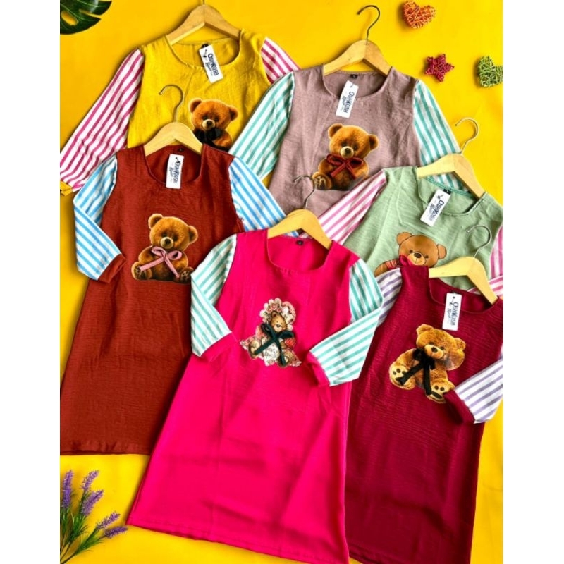 GAMIS ANAK CRINGKLE AIRFLOW USIA 2 3 4 TAHUN / GAMIS ANAK POLOS MOTIF MURAH MERIAH / GAMIS ANAK LUCU