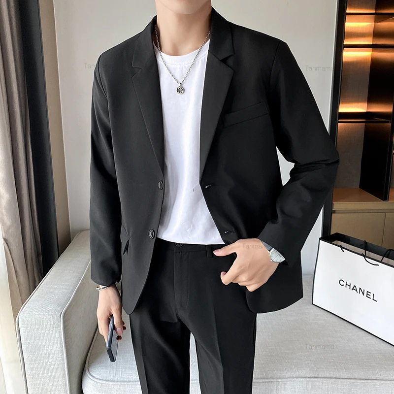 Blazer Pria Korean Style Premium Elegan Slimfit Jas Formal Hitam Wisuda Dewasa Casual Modern Keren
