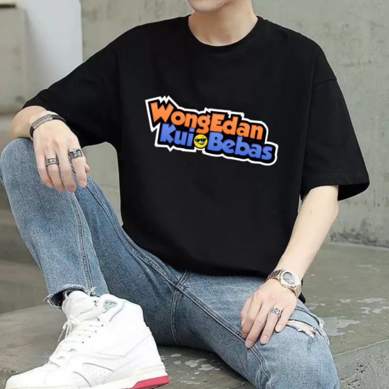 Kaos Distro Wong edan kui bebas/ Kaos Distro lengan pendek cowok Wong edan kui bebas
