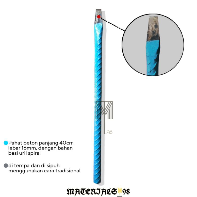 pahat panjang 40cm lebar 16mm full besi uril sipuhan baja - pahat panjang - Pahat beton - Alat pembo