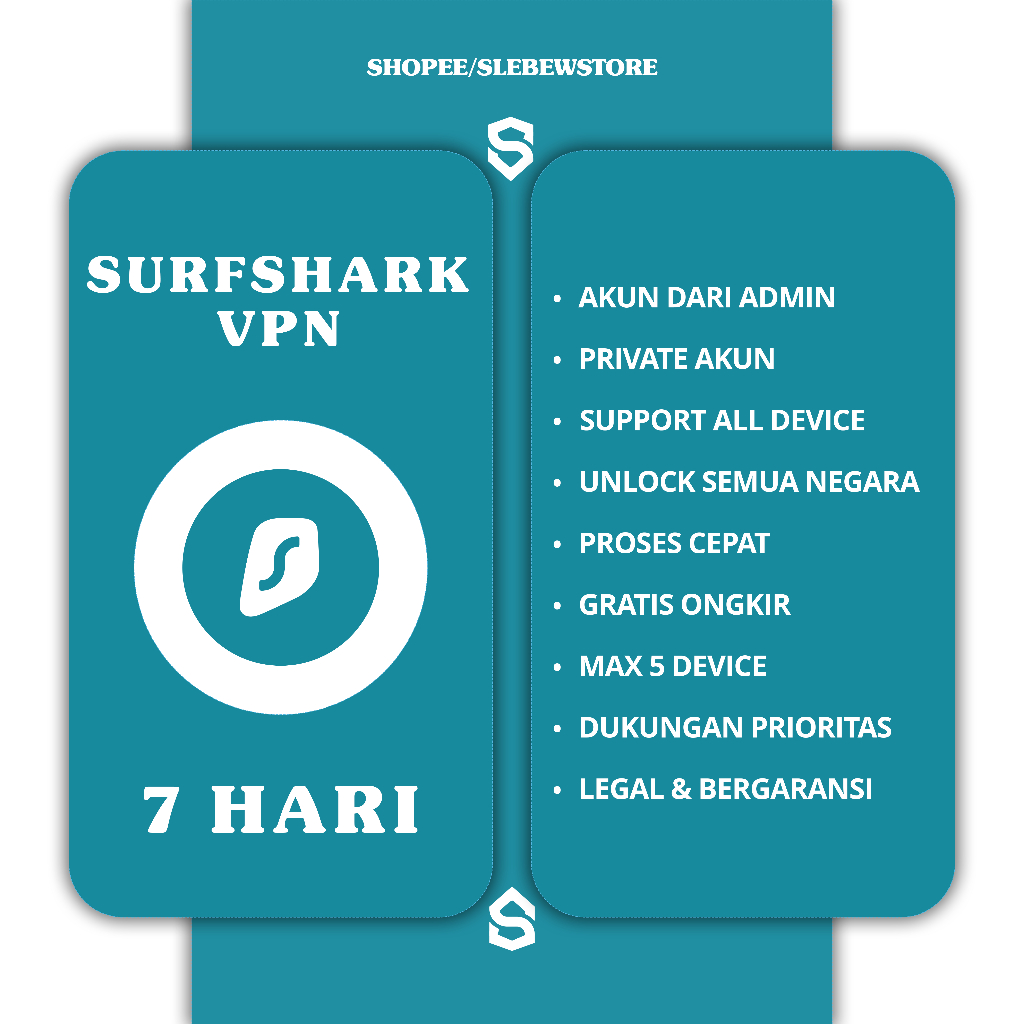 SURFSHARK VPN 7 HARI - FULL GARANSI