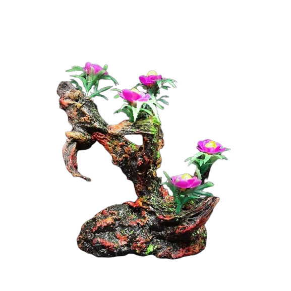 hiasan akuarium bonsai bunga besar