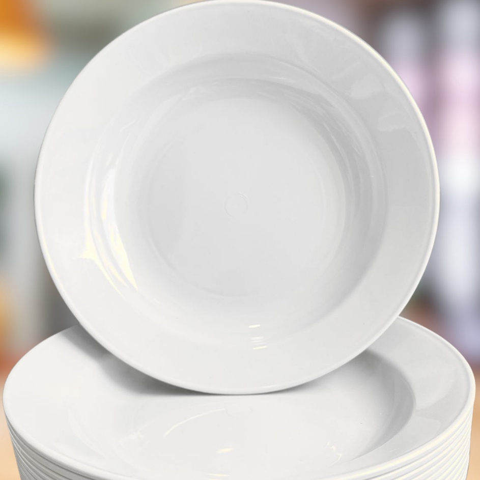 Yuk di order 1 LUSIN PIRING MAKAN 9 PUTIH HIJAU MELAMIN SEMI MELAMINE
