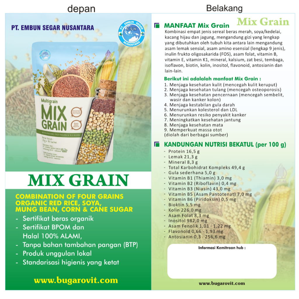 

MIX GRAIN Minuman penambah stamina dan imun tubuh
