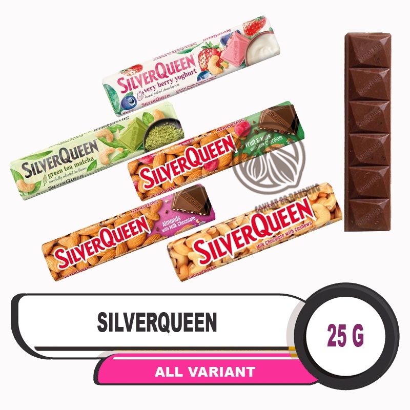 

SILVERQUEEN 25GR EX 28GR COKELAT, COKLAT SILVER QUEEN KECIL 25 GRAM CASHEW METE ALMOND FRUIT YOGURT STRAWBERRY 25G