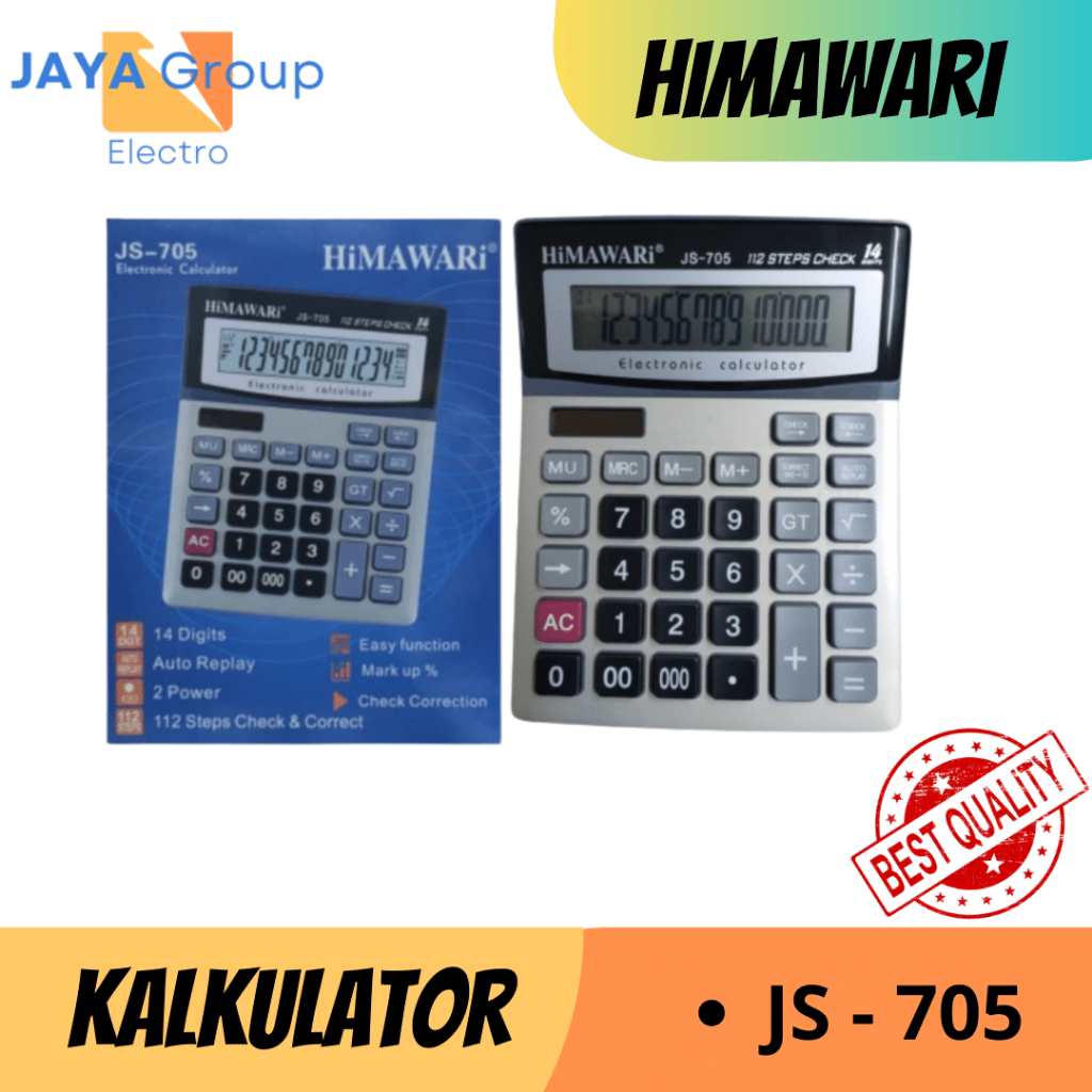 

KALKULATOR/CALCULATOR 14 DIGITS JS-705 JS-1200 JS-837S JS-837-12S HIMAWARI