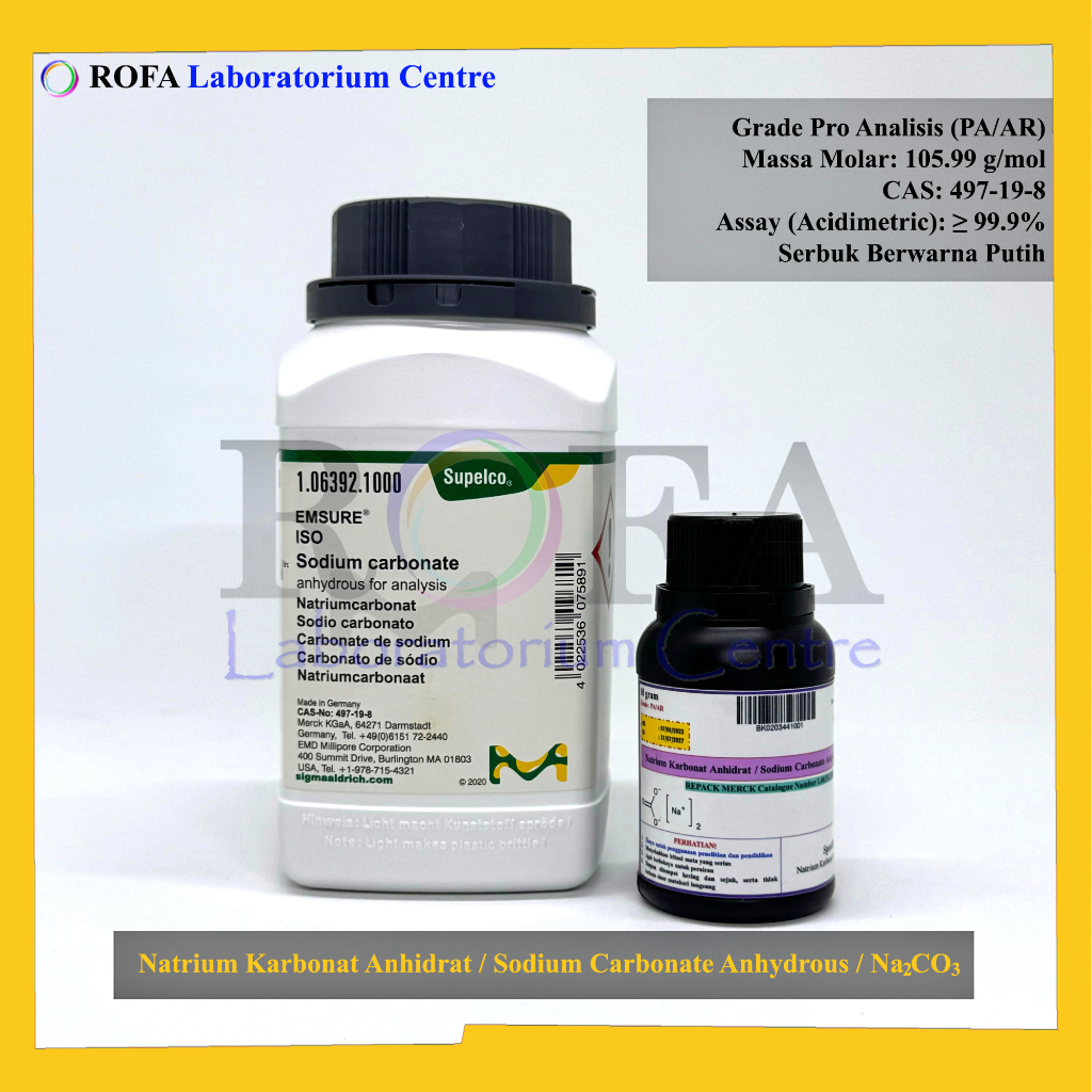Natrium Karbonat Anhidrat / Sodium Carbonate Anhydrous / Na2CO3 Pro Analisis Eceran 1 Gram