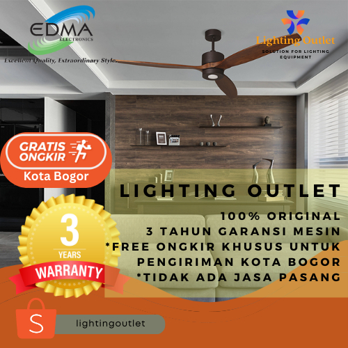 LAMPU KIPAS ANGIN GANTUNG MT. EDMA 60IN PRESTON, KIPAS LAMPU LED