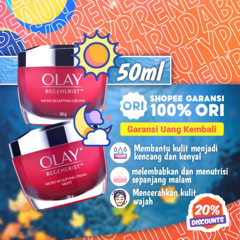 Olay Regenerist Micro Sculpting Day dan Night Cream Skincare Antiaging 50g