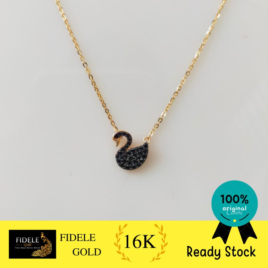kalung angsa emas tua 70% asli batu hitam  cocok untuk kado istri UBS