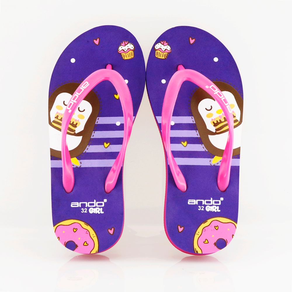 NEW  ANDO CAKE UNGU/FUCHSIA- Sandal Wedges Anak Besar Rumah Ando