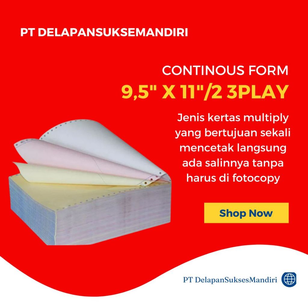 

KERTAS CONTINUOUS FORM 3 PLAY ANTI MACET 9,5"x 11"/2