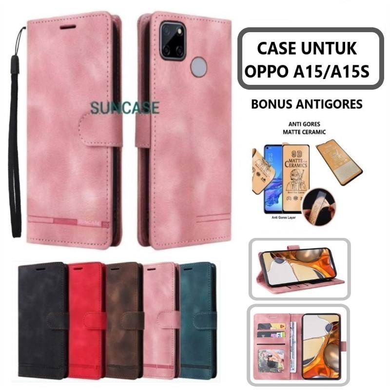 Casing hp OPPO A15 / A15S model flip dompet softcase premium ada tali dapat anti gores