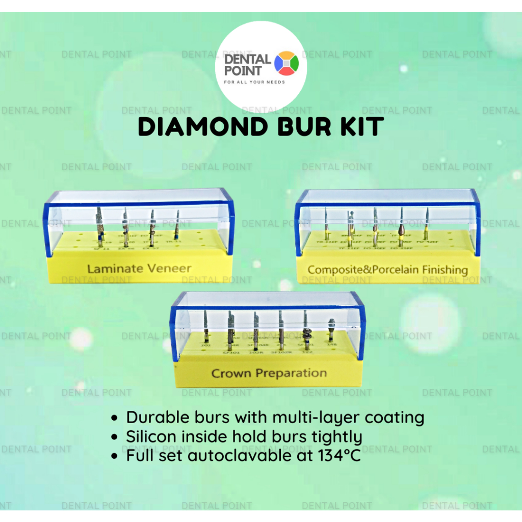 Dental Diamond Bur Kit Preparation/Diamond Bur Preparasi Set Kit