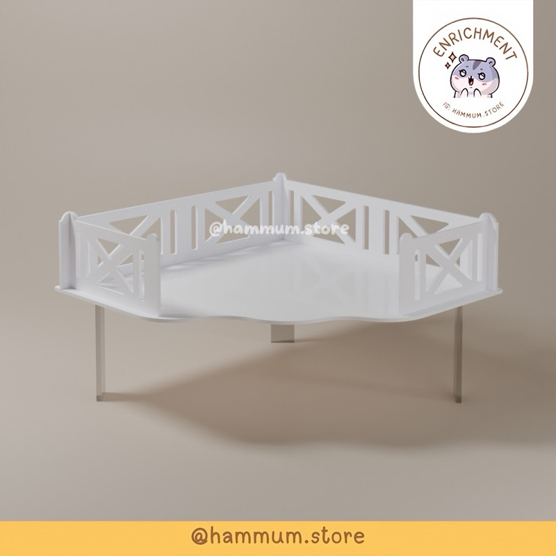 Corner Acrylic Platform Hamster | Meja Pojokan | Hamster Table | Dekorasi Kandang Hamster