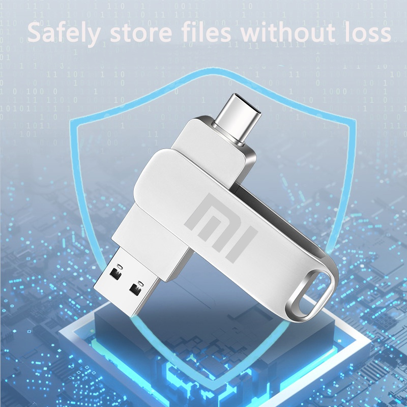 Xiaomi TYPE-C Flashdisk USB 2 Sisi Multifungsi Kecepatan Tinggi, Driver Flash Logam USB Kapasitas Be