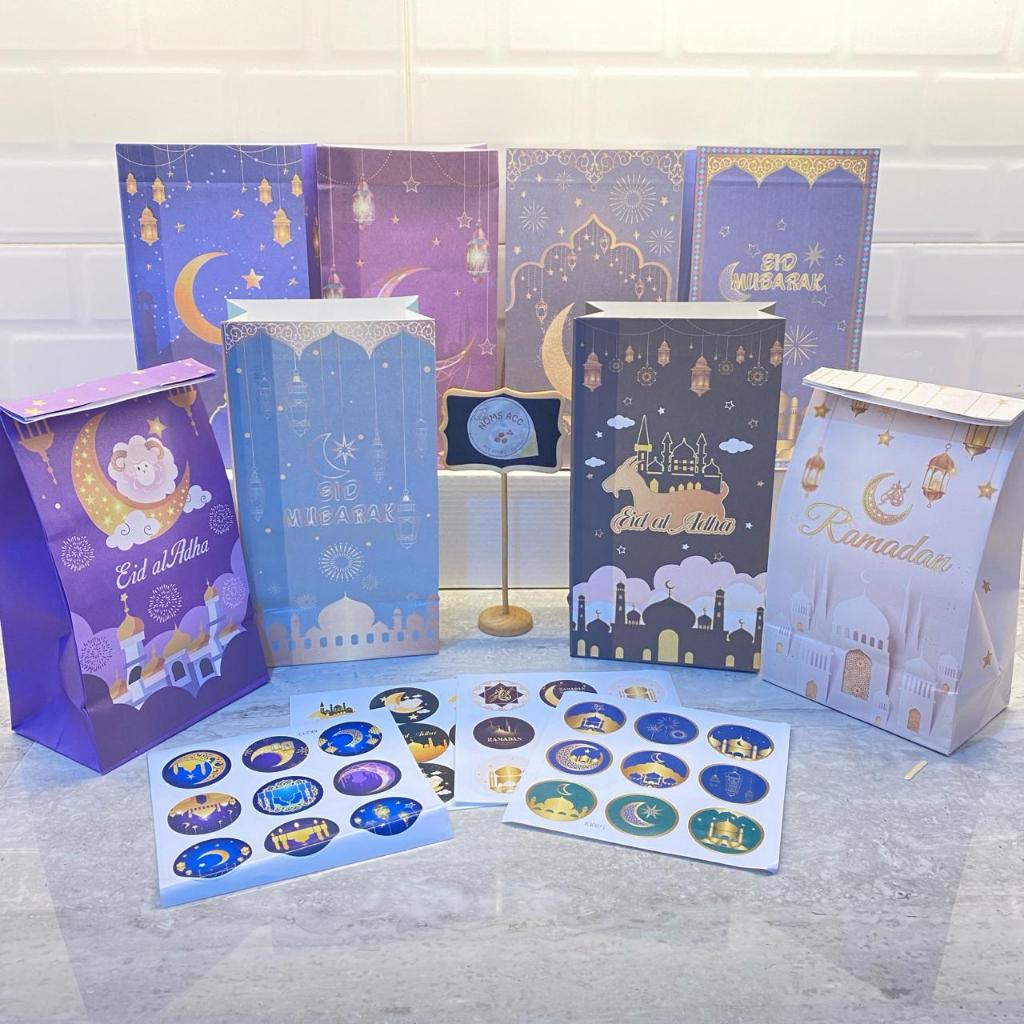 

10PCS PAPERBAG LEBARAN / KANTONG SNACK / BINGKISAN SNACK / KANTONG KUE KERING / TAS KERTAS EID MUBARAK