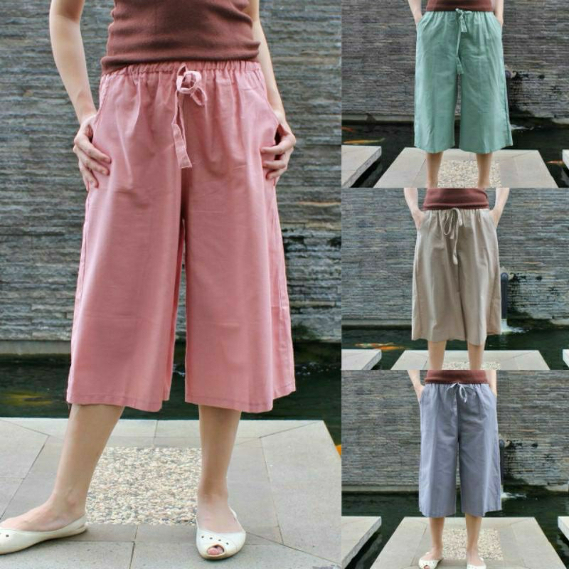 Kulot 7/8 katun rami linen size normal dan jumbo FIDELIS