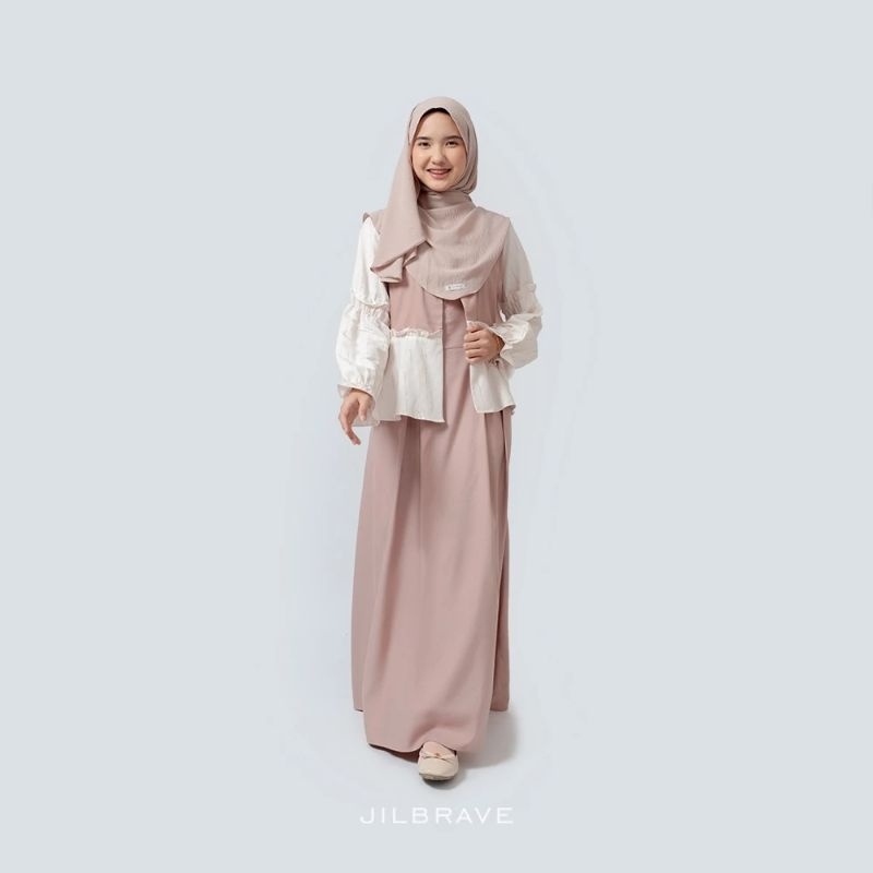 [M-Cream] JILBRAVE Azami Dress Gamis Lebaran Casual Feminine Look Special Edition Motif Premium Raya