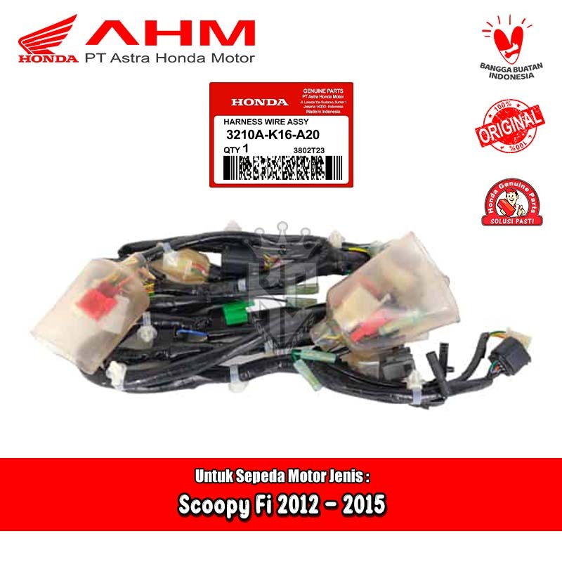 Wayar Kabel Body Komplit Honda Scoopy Fi 2014 - 2016 100% Original AHM 3210A-K16-A20