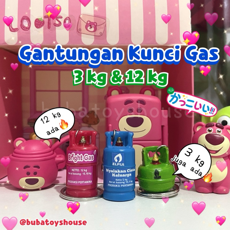 Gantungan Kunci Unik Bentuk Tabung Gas Elpiji Bright Gas 12 kg 3 kg Pink Biru hijau kecil prank kado
