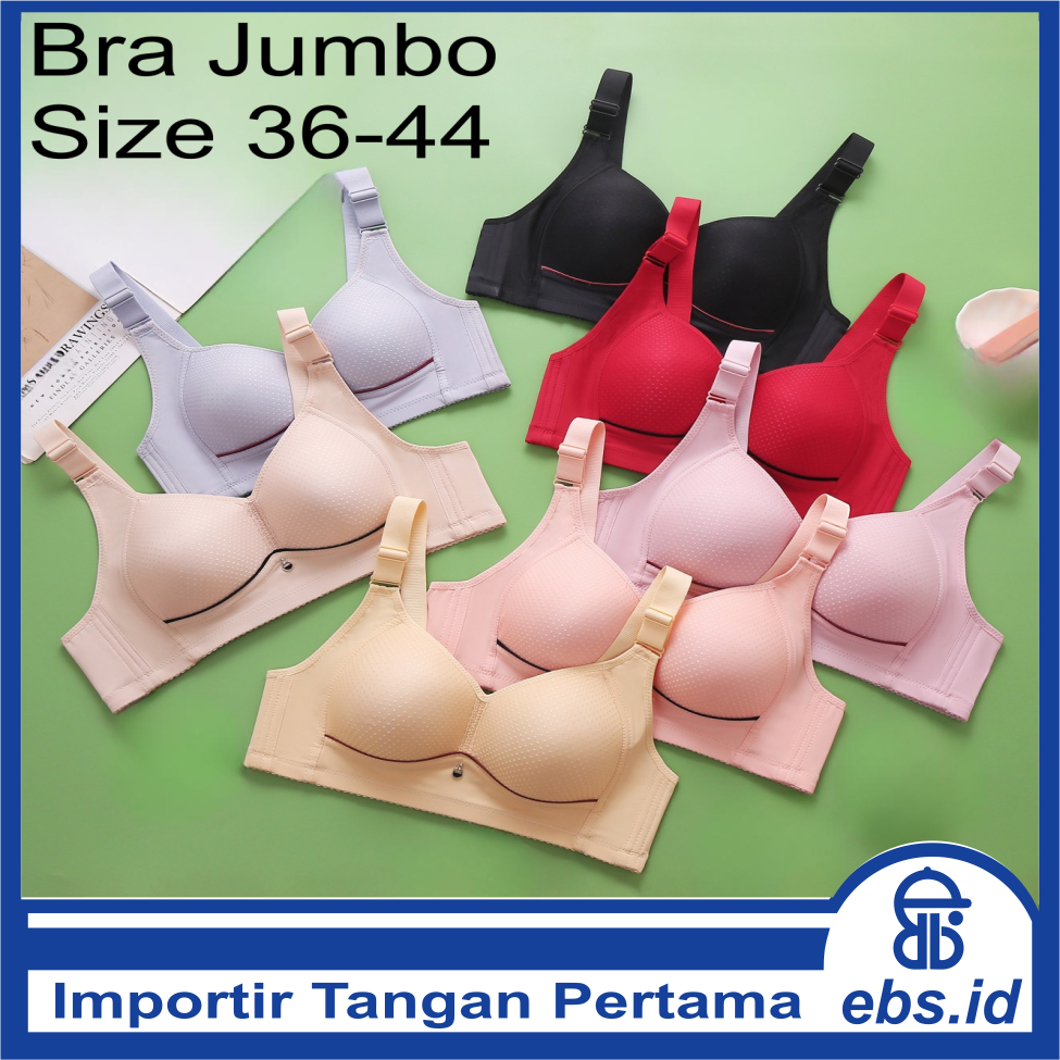 𝗘𝗕𝗦 ✅ PW183 Bra Wanita Jumbo Size 36-44 Fashion Model Baru Tanpa Kawat Simple Warna Ada Pengait Bela