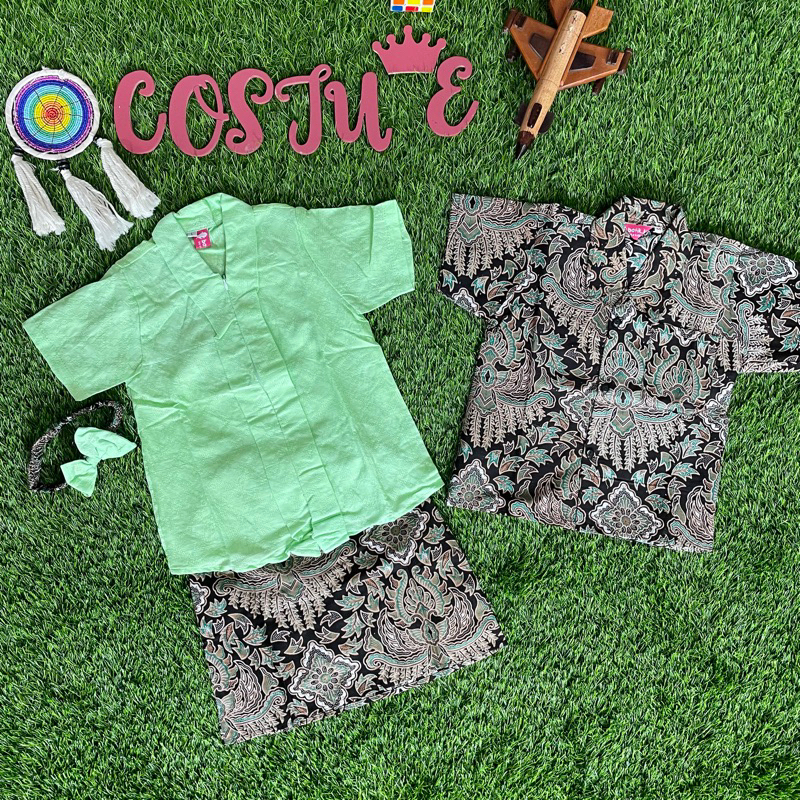 Batik Costume Couple Kutubaru Kebaya Dan Kemeja Batik Anak Dobby Hijau Mint Kutubaru Dobby Anak Hija