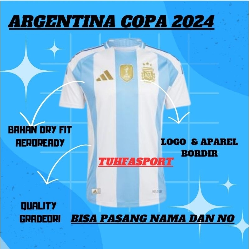 JERSEY ARGENTINA COPA AMERIKA 2024 TERBARU BAJU BOLA TIMNAS HOME AWAY