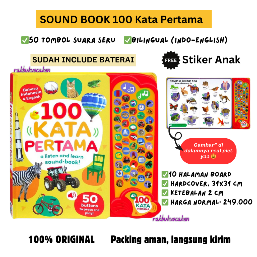 SOUND BOOK 100 Kata Pertama BIlingual Buku Sound Book Ginuk Ginuk
