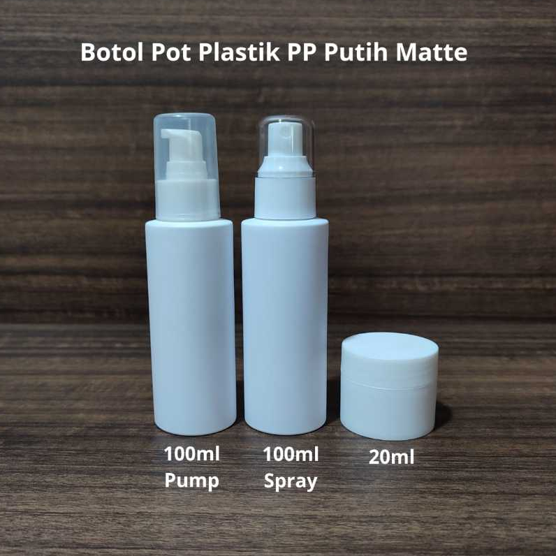 Botol Pump Spray Botol Plastik Matte 100ml Botol Pot Cream Wadah Skincare Botol Plastik White Matte 