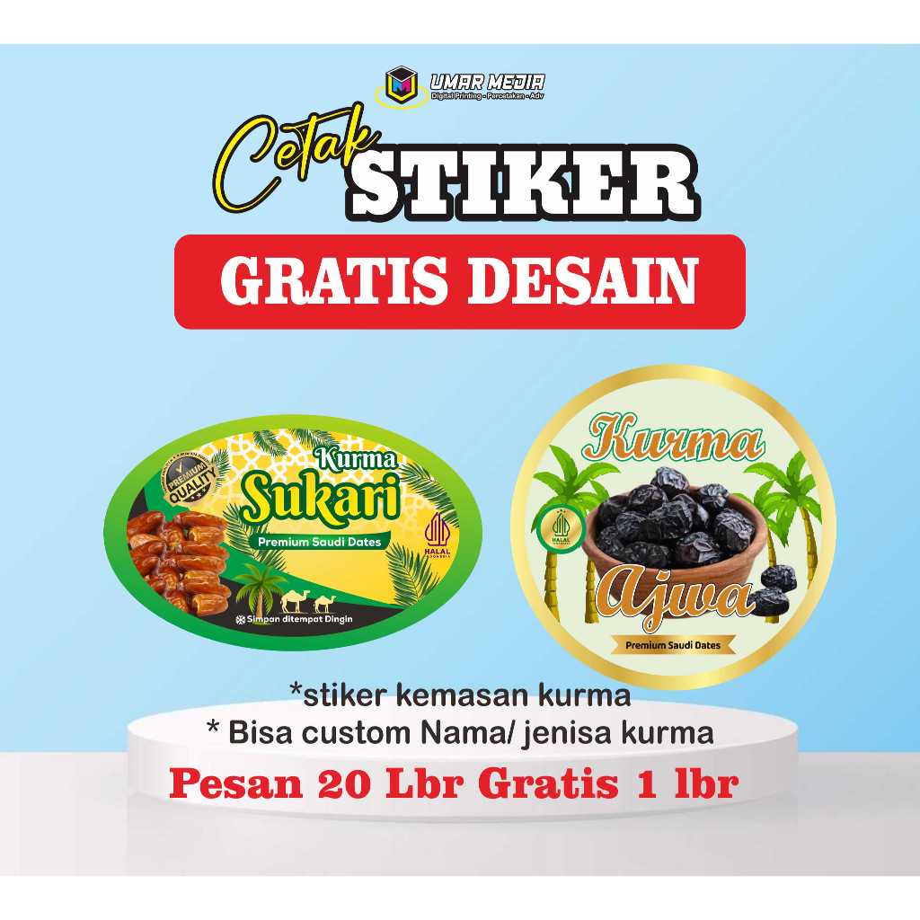 

Stiker Kurma Label Produk Jualan Merk Usaha Cromo Bisa Custom Nama Toko Sticker kemasan Kurma