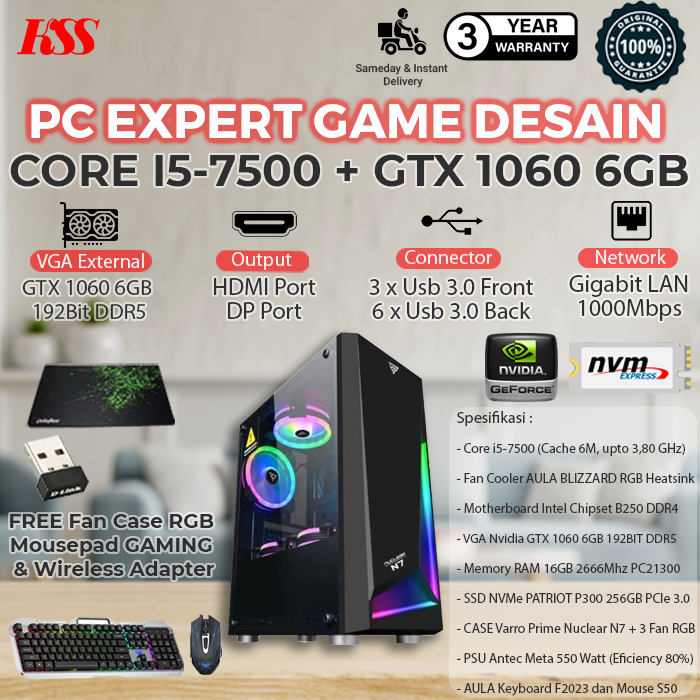 Komputer/PC Rakitan Kabylake I5-7500 + GTX 1060 6GB + GAMING HARGA TERJANGKAU