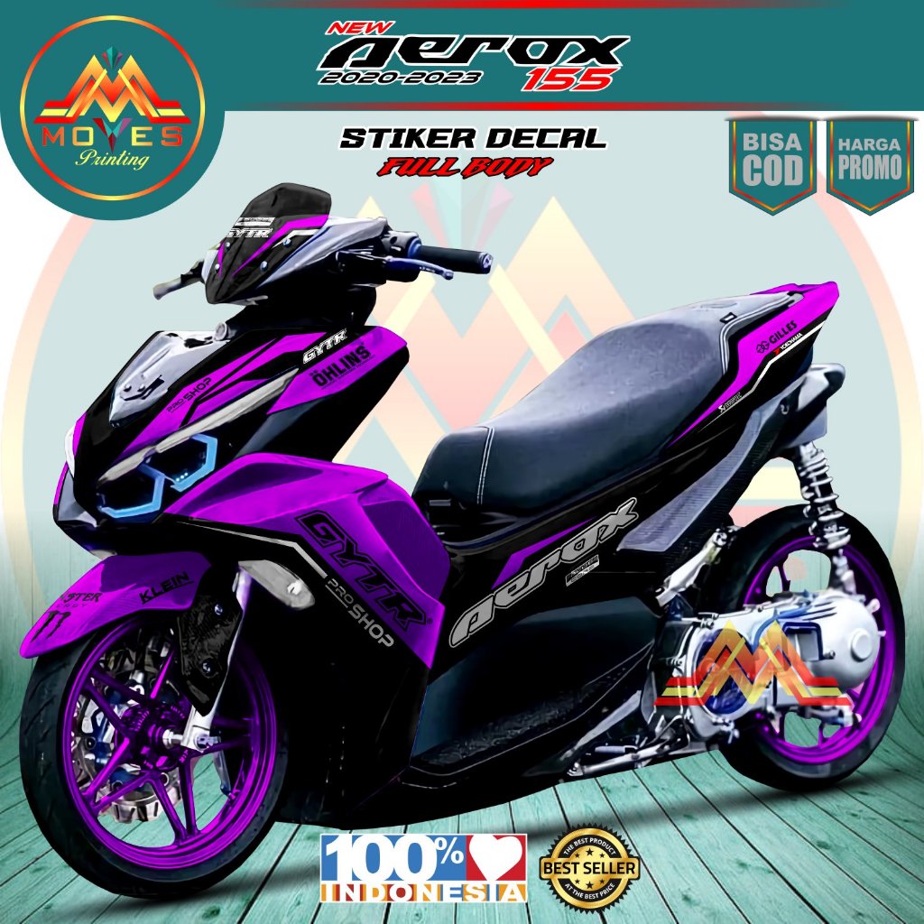 Terbaru Bisa Cod, Terbaru Decal Stiker Motor New Aerox 155 Connected Full Body Stiker Aerox 155 New