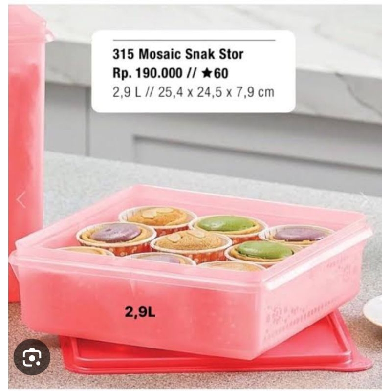 mosaic snack store tupperware / toples snack tupperware 2,9L 1 pcs