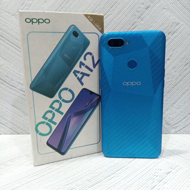 Oppo A12 4/64 GB Handphone Second Bekas Fullset