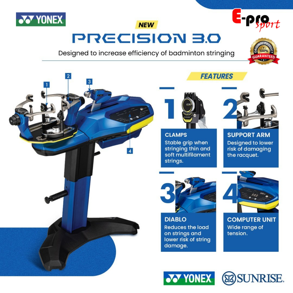 Yonex Badminton Stringing Machine Precision 3.0 Mesin Senar Digital Original