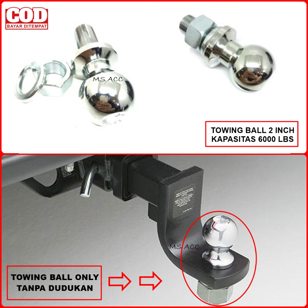Towing Ball 2 Inch 6000 LBS Bahan Kuat Padat Bola Towing Mobil Belakang Bemper Universal MSJ